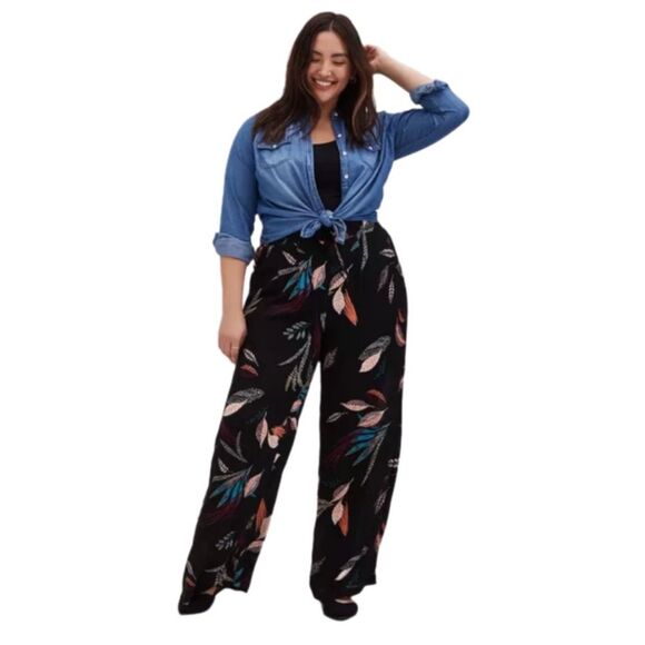 Torrid tropical print pull on gauze wide leg pants NWT 1x - Picture 1 of 11